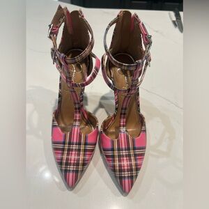 Pink Plaid Heels